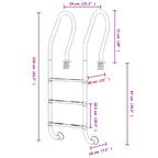 Scala per Piscina 54x38x158 cm Acciaio Inox 304