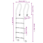 Scala per Piscina 54x38x211 cm Acciaio Inox 304