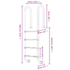 Scala per Piscina 54x38x184,5 cm Acciaio Inox 304