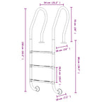 Scala per Piscina 54x38x158 cm Acciaio Inox 304