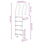 Scala per Piscina 54x38x211 cm Acciaio Inox 304
