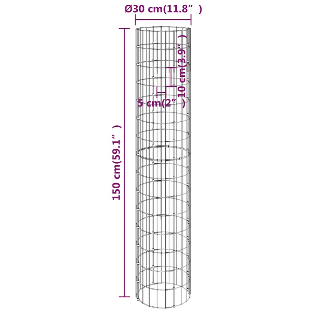 Palo Gabbione Circolare in Acciaio Zincato Ø30x150 cm