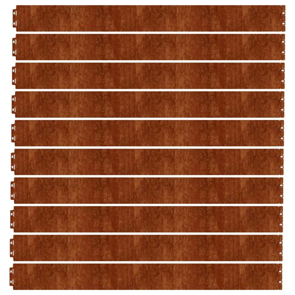 Bordure per Prato 10 pz 10x103 cm Flessibili in Acciaio Corten