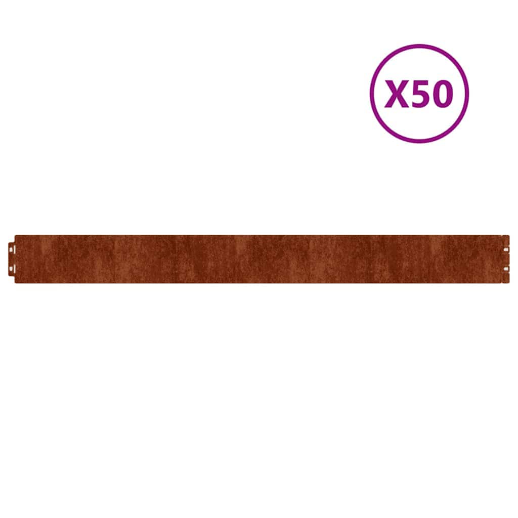 Bordure per Prato 50 pz 10x103 cm Flessibili in Acciaio Corten