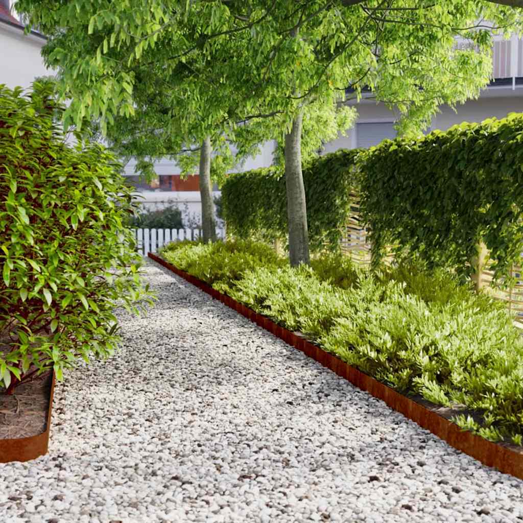 Bordure per Prato 50 pz 10x103 cm Flessibili in Acciaio Corten