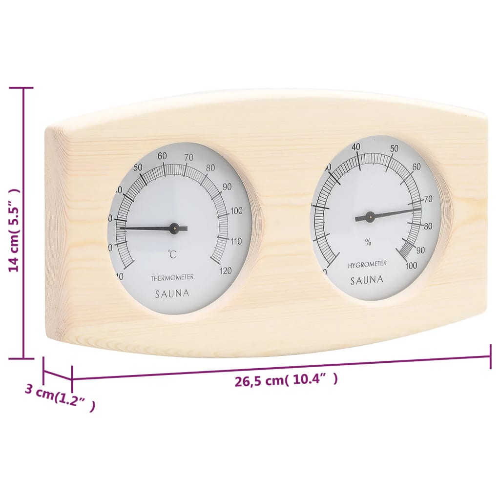 Set Timer Igrotermografo e Clessidra Sauna 2 in 1 Legno Massello Pino