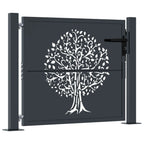 Cancello da giardino antracite 100x75 cm in acciaio con design ad albero