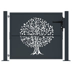 Cancello da giardino antracite 100x75 cm in acciaio con design ad albero