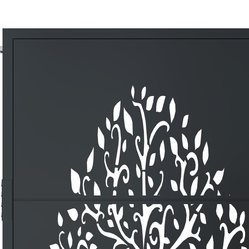 Cancello da giardino antracite 100x75 cm in acciaio con design ad albero