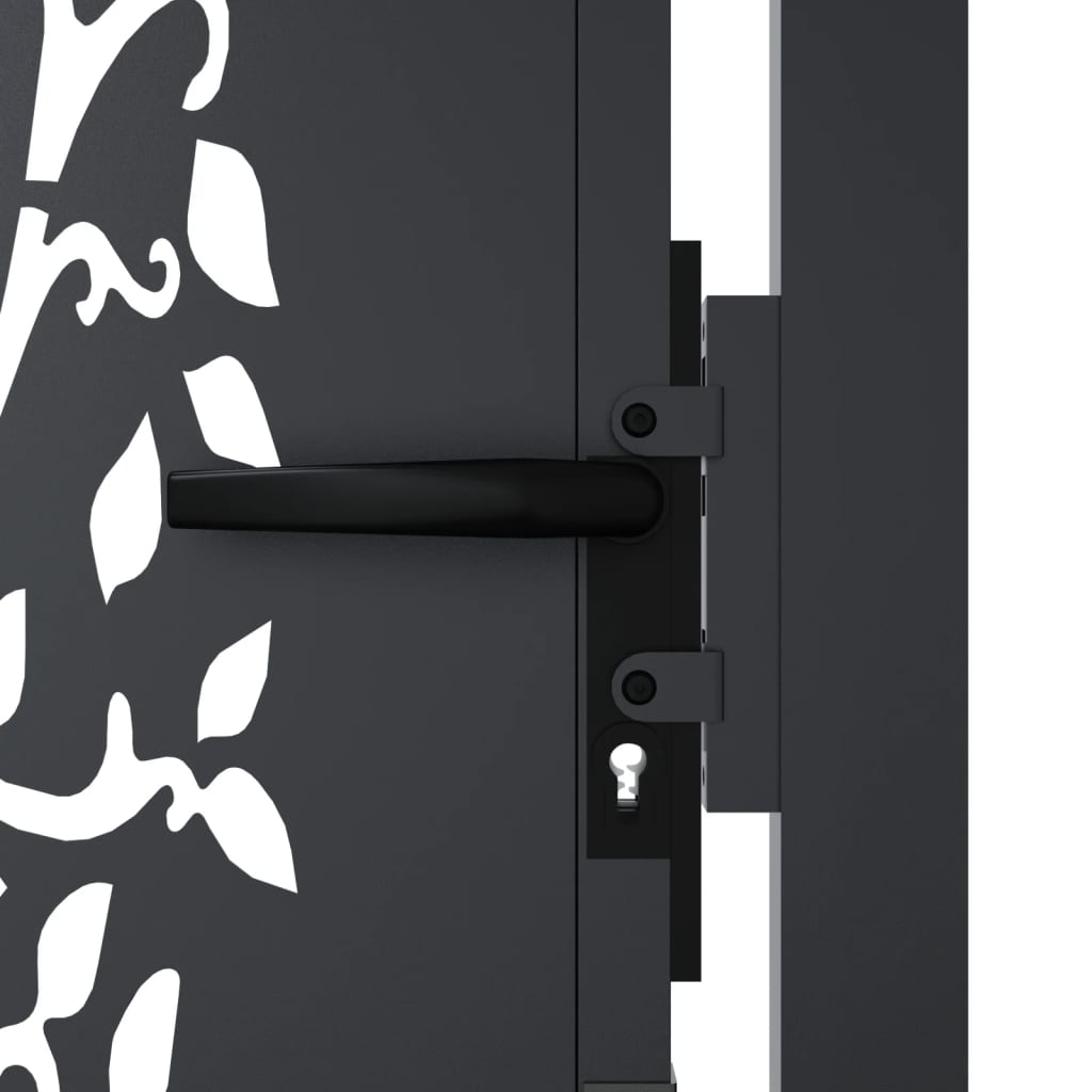 Cancello da giardino antracite 100x75 cm in acciaio con design ad albero