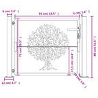 Cancello da giardino antracite 100x75 cm in acciaio con design ad albero