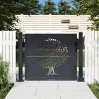 Cancello da giardino antracite 100x75 cm in acciaio con design ad albero