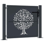 Cancello da giardino antracite 100x100 cm in acciaio con design ad albero