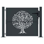 Cancello da giardino antracite 100x100 cm in acciaio con design ad albero