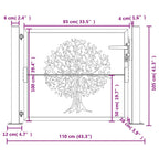 Cancello da giardino antracite 100x100 cm in acciaio con design ad albero