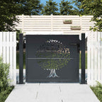 Cancello da giardino antracite 100x100 cm in acciaio con design ad albero