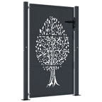Cancello da giardino antracite 100x125 cm in acciaio con design ad albero