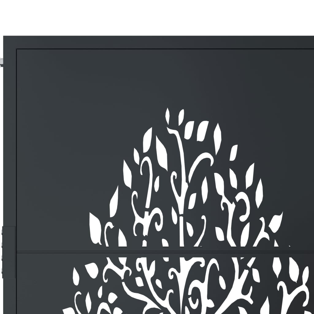 Cancello da giardino antracite 100x125 cm in acciaio con design ad albero