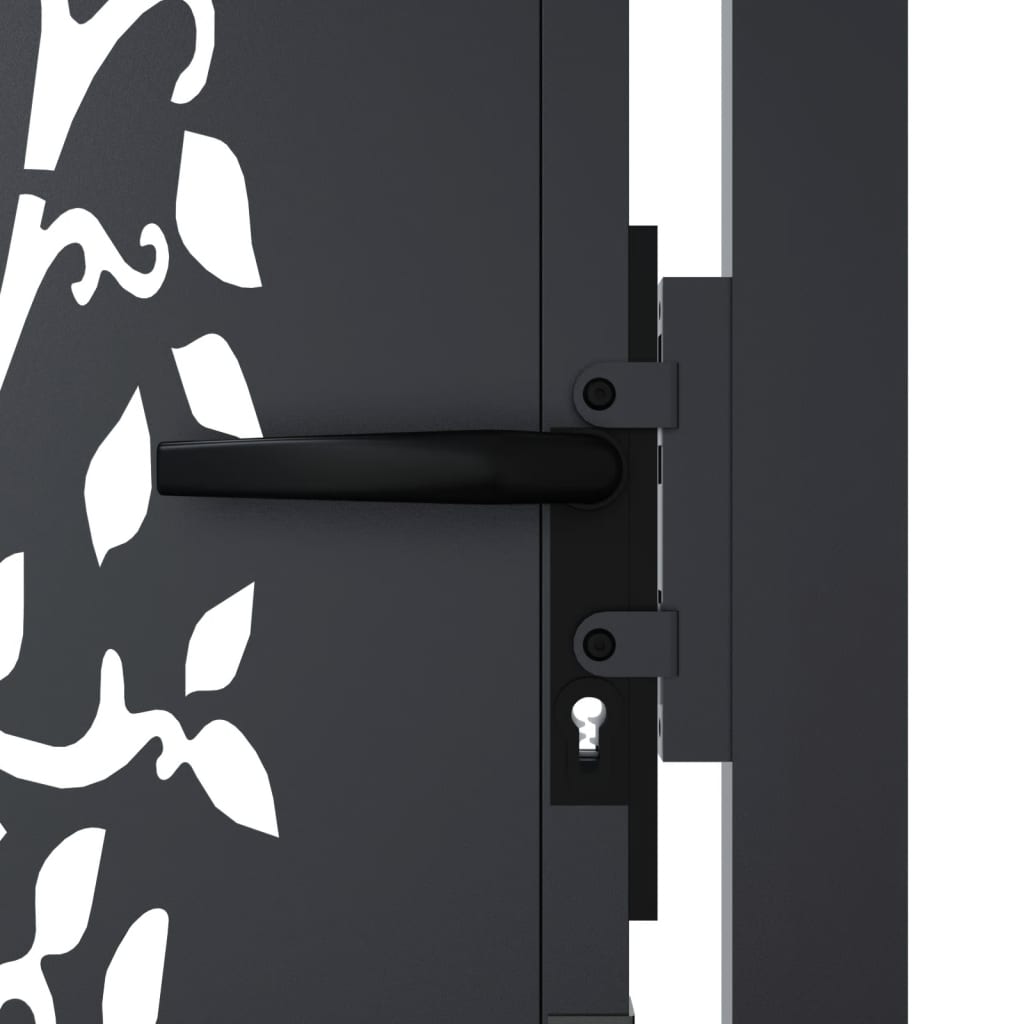 Cancello da giardino antracite 100x125 cm in acciaio con design ad albero