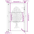 Cancello da giardino antracite 100x125 cm in acciaio con design ad albero