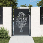 Cancello da giardino antracite 100x125 cm in acciaio con design ad albero