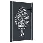 Cancello da giardino antracite 100x150 cm in acciaio con design ad albero