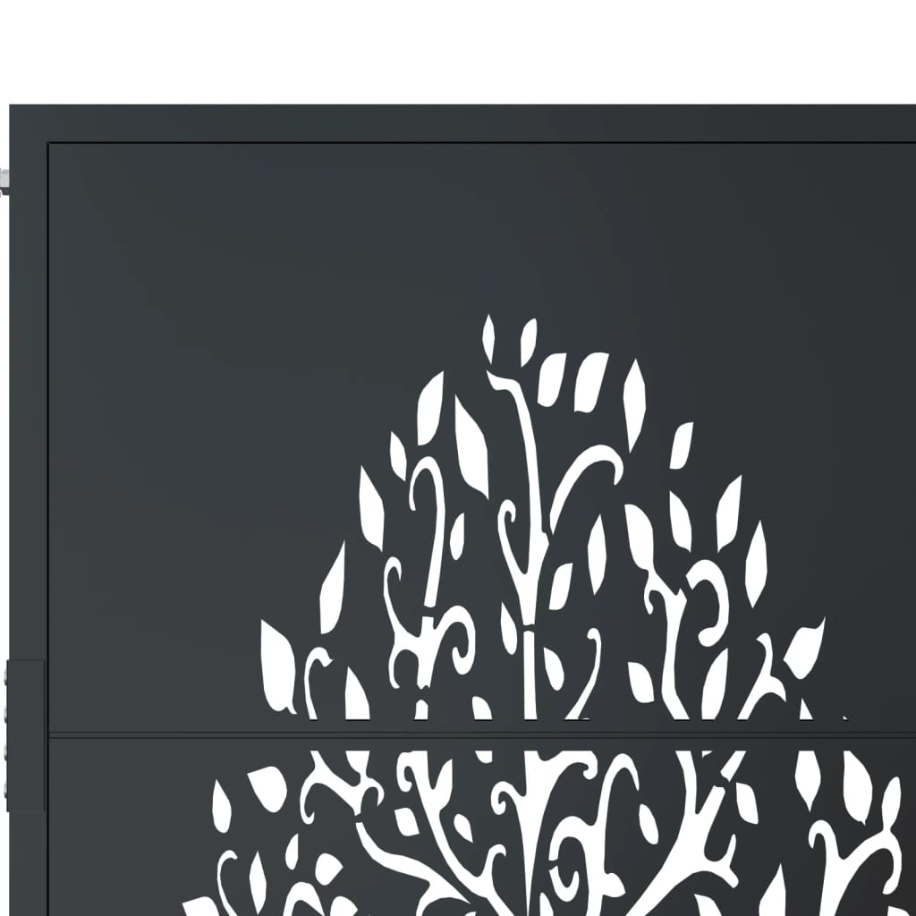Cancello da giardino antracite 100x150 cm in acciaio con design ad albero