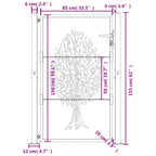 Cancello da giardino antracite 100x150 cm in acciaio con design ad albero