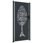 Cancello da giardino antracite 100x175 cm in acciaio con design ad albero