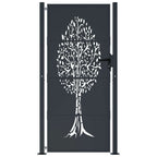 Cancello da giardino antracite 100x175 cm in acciaio con design ad albero