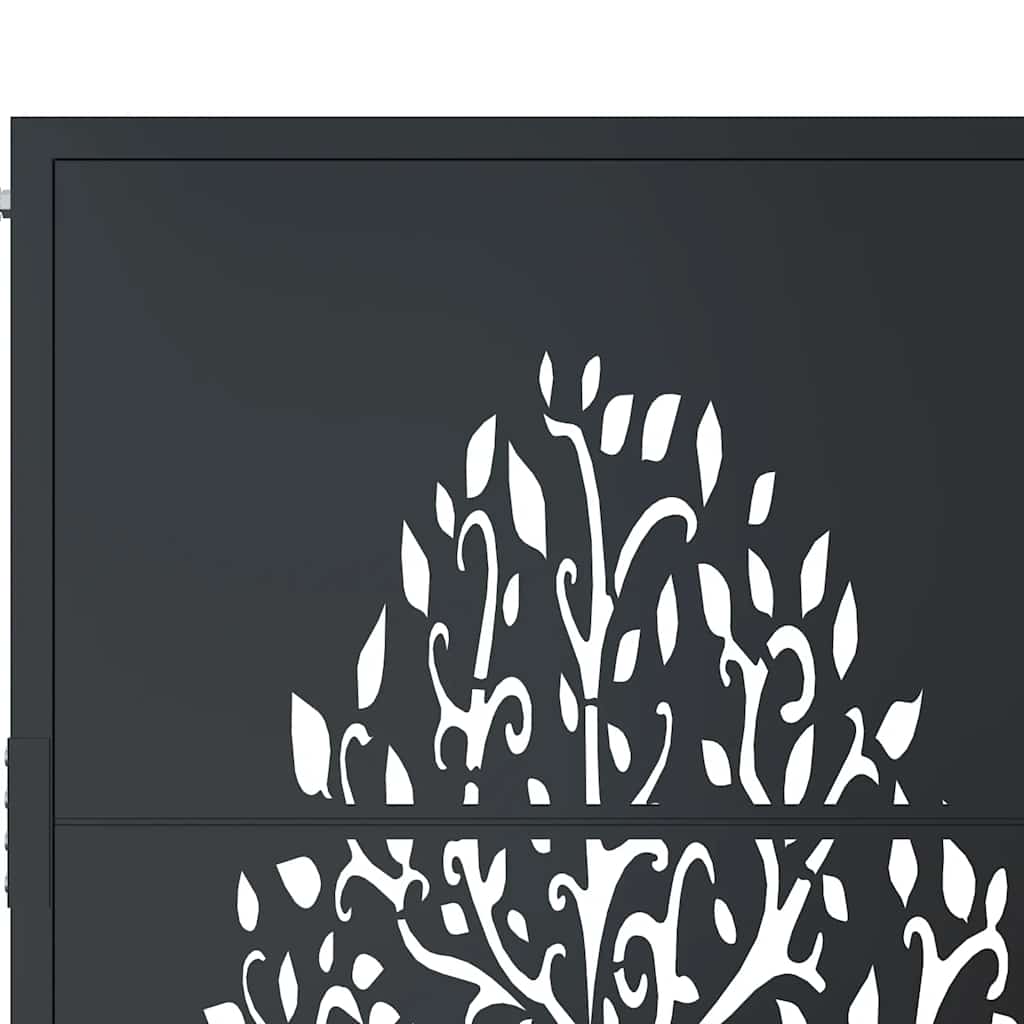 Cancello da giardino antracite 100x175 cm in acciaio con design ad albero