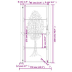 Cancello da giardino antracite 100x175 cm in acciaio con design ad albero