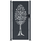 Cancello da giardino antracite 100x200 cm in acciaio con design ad albero
