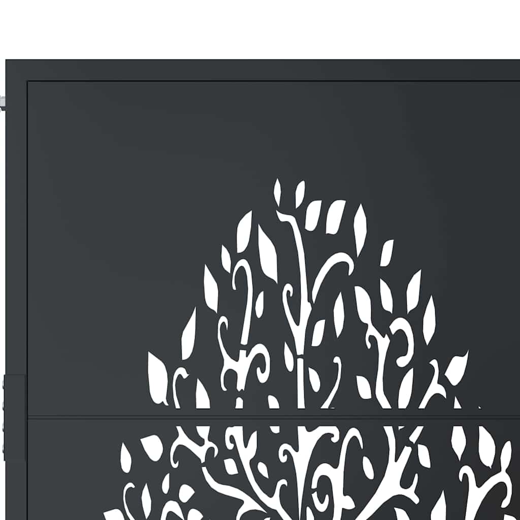 Cancello da giardino antracite 100x200 cm in acciaio con design ad albero
