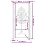 Cancello da giardino antracite 100x200 cm in acciaio con design ad albero