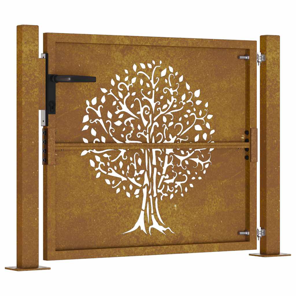 Cancello da giardino 100x100 cm in acciaio Corten con design ad albero