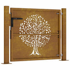 Cancello da giardino 100x100 cm in acciaio Corten con design ad albero