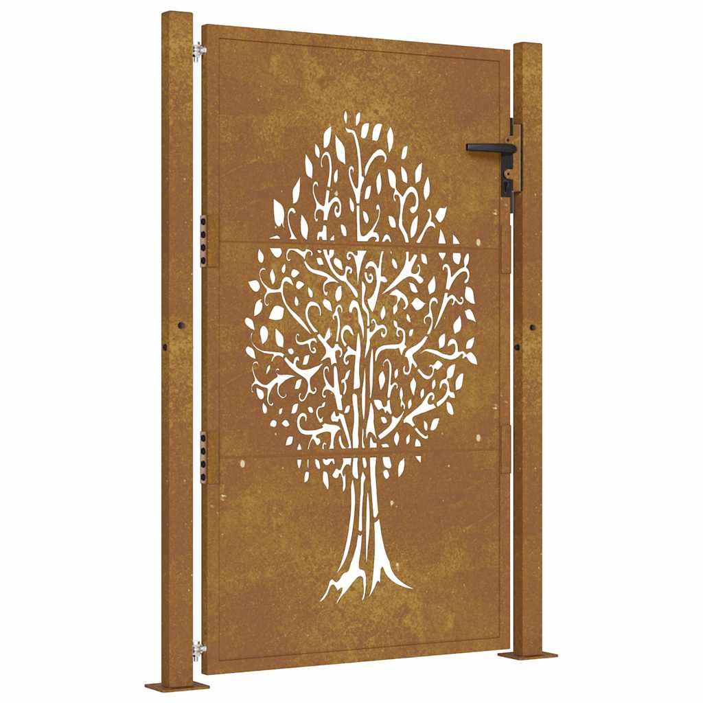 Cancello da giardino 100x125 cm in acciaio Corten con design ad albero