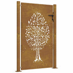 Cancello da giardino 100x125 cm in acciaio Corten con design ad albero