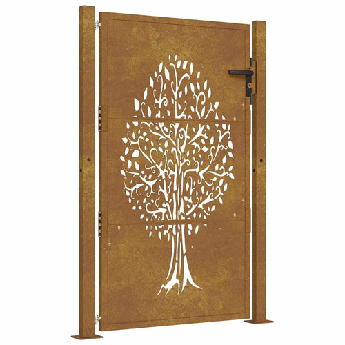 Cancello da giardino 100x125 cm in acciaio Corten con design ad albero