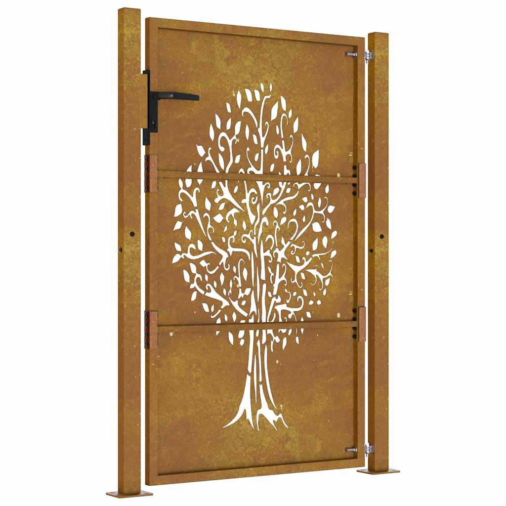 Cancello da giardino 100x125 cm in acciaio Corten con design ad albero