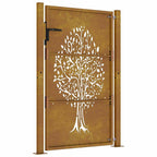 Cancello da giardino 100x125 cm in acciaio Corten con design ad albero