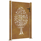 Cancello da giardino 100x150 cm in acciaio Corten con design ad albero