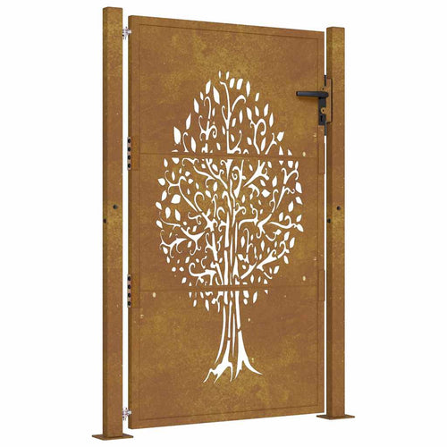 Cancello da giardino 100x150 cm in acciaio Corten con design ad albero