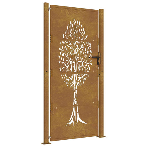 Cancello da giardino 100x175 cm in acciaio Corten con design ad albero