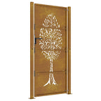 Cancello da giardino 100x175 cm in acciaio Corten con design ad albero