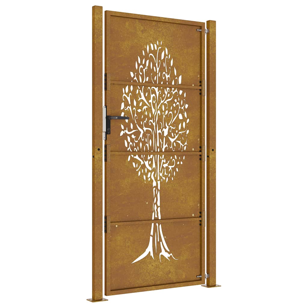 Cancello da giardino 100x175 cm in acciaio Corten con design ad albero