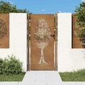 Cancello da giardino 100x175 cm in acciaio Corten con design ad albero