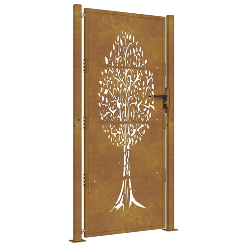 Cancello da giardino 100x200 cm in acciaio Corten con design ad albero