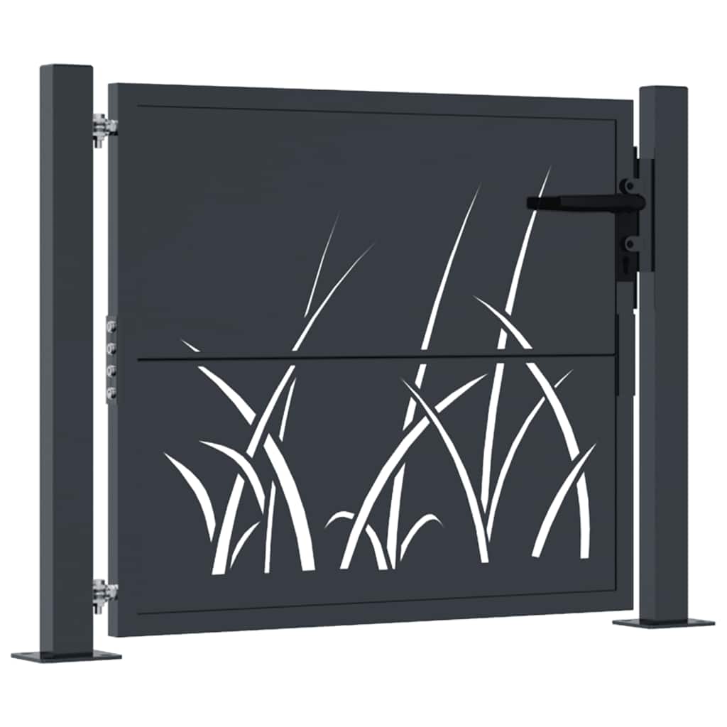 Cancello da giardino antracite 100x75 cm in acciaio con design geometrico